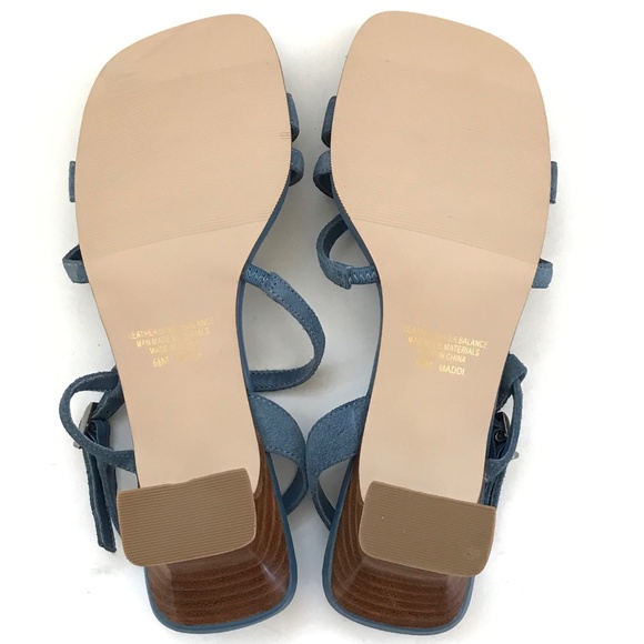 HILLARD & HANSON Kitten Heel Sandals Leather Maddi Heels Blue Women’s Size 6.5 - Picture 14 of 16